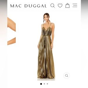 NWT Ieena for Mac Duggal antique gold jumpsuit.